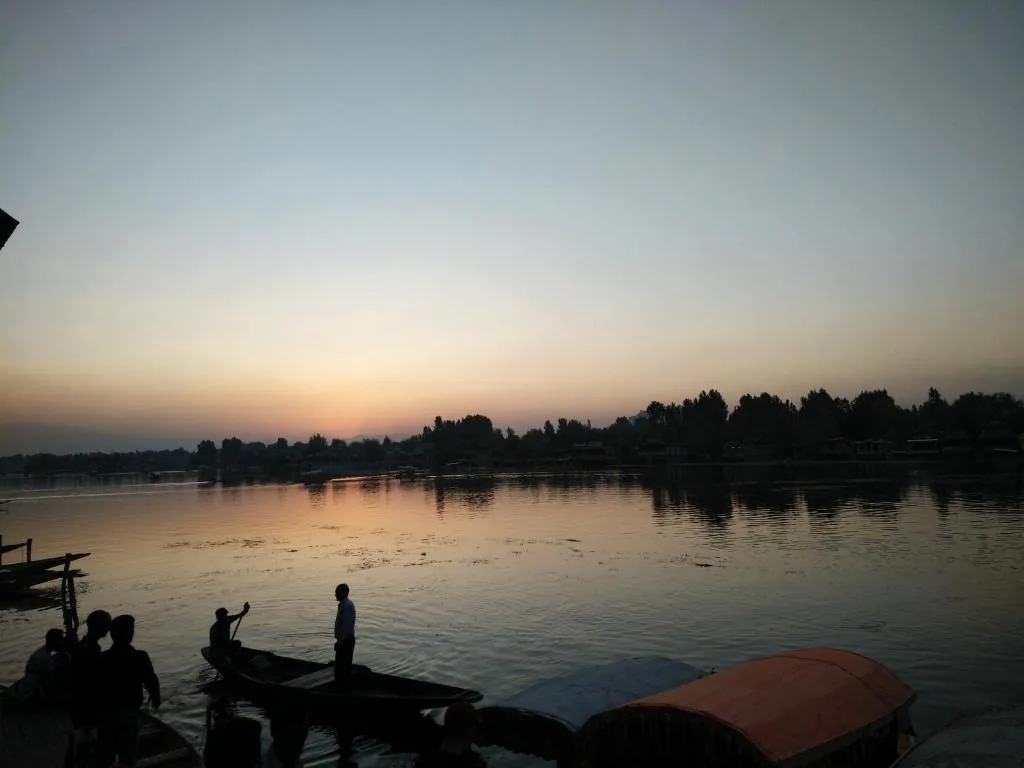 Sunset over Dal Lake